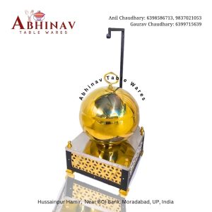 Round Matka Single Stand 8Ltr Chafing Dish | Gold