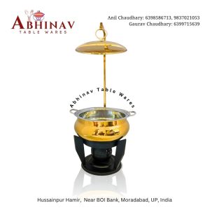 Trishool Black Stand Chafing Dish 6 Ltr | Gold & Black