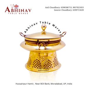 Brass Dhaga Chafing Dish 6 Ltr | Gold